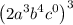 \left(2a^3b^4c^0\right)^3
