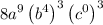 8a^9\left(b^4\right)^3\left(c^0\right)^3