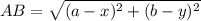 AB= \sqrt{(a-x)^{2}+  (b-y)^{2}  } 