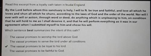 Read this excerpt from a loyalty oath taken in feudal England. By the Lord before whom this sanctuar