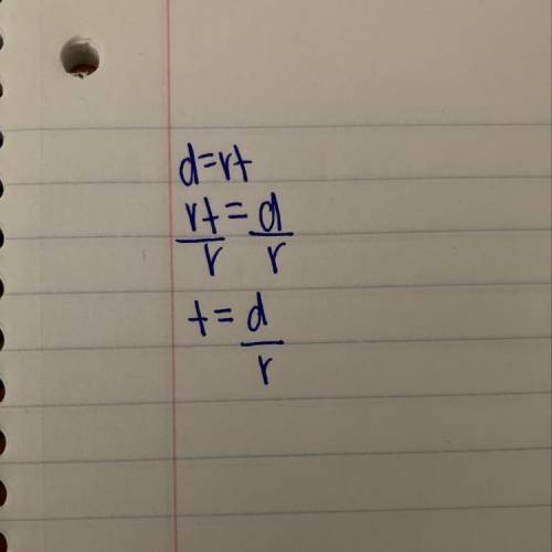 Solve for t in the scientific formula d=rtt =