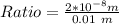 Ratio = \frac{2 * 10^{-8}m}{0.01\ m}