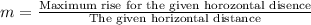 m=\frac{\text{Maximum rise for the given horozontal disence}}{\text{The given horizontal distance}}