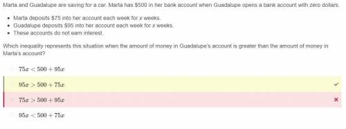 Marta and Guadalupe are saving for a car. Marta has $500 in her bank account when Guadalupe opens a