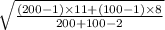 \sqrt{\frac{(200-1)\times 11 + (100-1)\times 8}{200+100-2} }