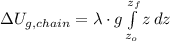 \Delta U_{g, chain} = \lambda\cdot g \int\limits^{z_{f}}_{z_{o}} {z} \, dz