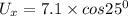 U_x = 7.1 \times cos 25^0