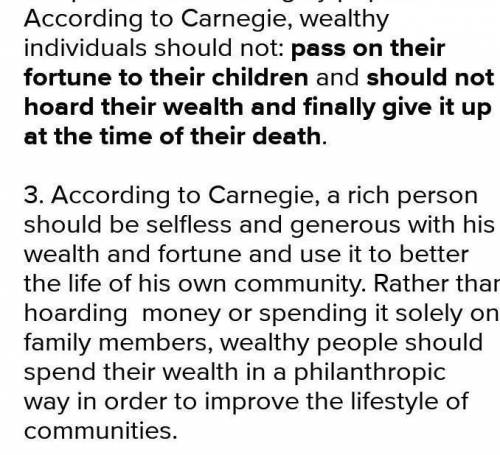According to Carnegie what two things shouldn't a rich person do with his fortune?