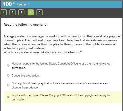Read the following scenario:

A stage production manager is working with a director on the revival o