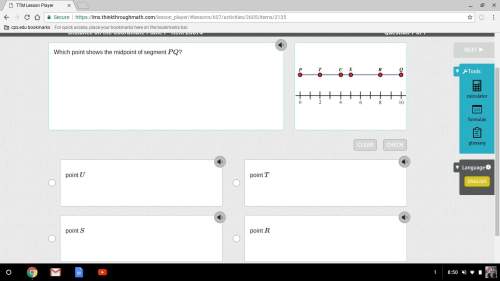 Easy 5 ! which point shows the midpoint of segment pq?