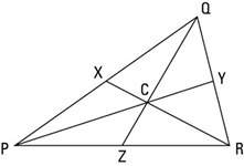 In triangle ∆pqr, c is the centroid. a. if cy = 10, find pc and py b.