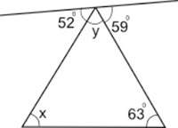Find the measure of angle x in the figure below:  a: 35 b: 48 c: 69