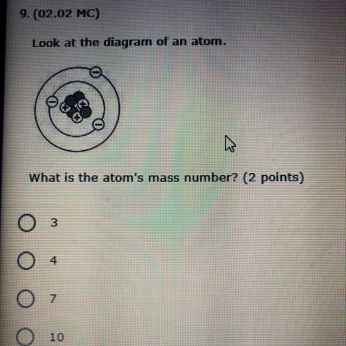 9. (02.02 мс) look at the diagram of an atom. what is the atom's mass number? (2 points
