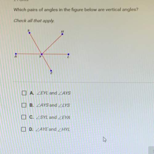 Which pairs of angles in the figure below are vertical angles?  check all that apply. a.