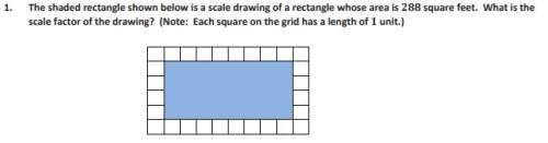 The shaded rectangle shown below is a scale drawing of a rectangle whose area is 288 square feet. wh