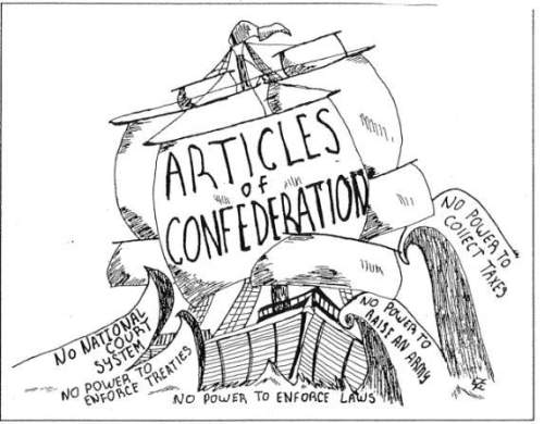 1a. based on this cartoon, identify two problems with the articles of confederation. [1}