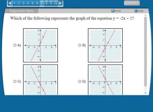 which of the following represents the graph of the equation y = -2x + 1?