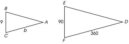 If the triangles in the above figure are proportional, what's the length of side b?