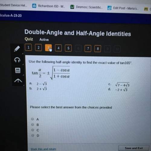 Use the following half-angle identity to find the exact value of tan165°