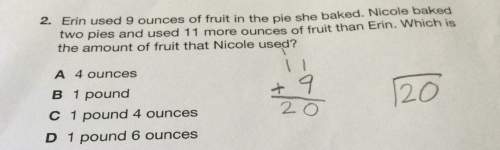 2. erin used 9 ounces of fruit in the pie she baked. nicole baked two pies and used 11 more ounce of