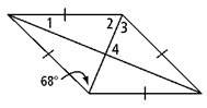 12. find the measures of the four missing angles in the rhombus shown below.