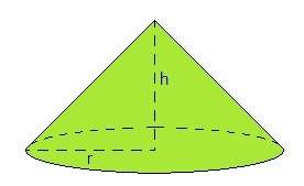 If h = 18 in. and r = 6 in., what is the volume of the cone shown below? use 3.14 for pi.
