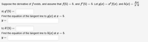 Can someone me solve this differentiation/tangent problem?