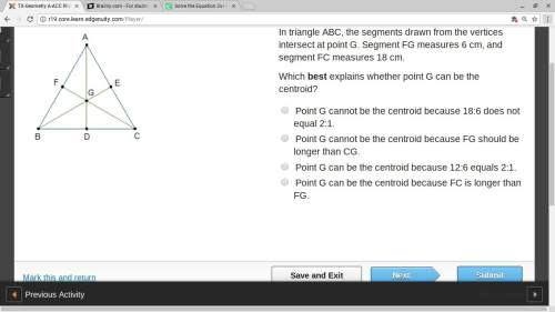In triangle abc, the segments drawn from the vertices intersect at point g. segment fg measures 6 cm
