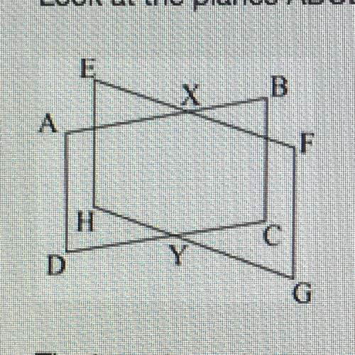 Look at the planes abcd and efgh shown below:  the two planes intersect along which of