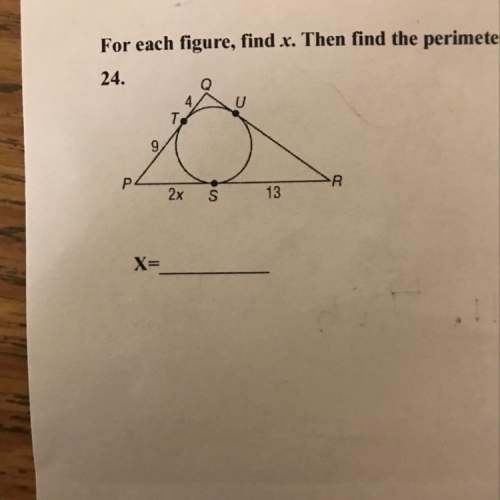 Number. 24. find x and then find the perimeter of the triangle. correct answer will get brainliest.&lt;