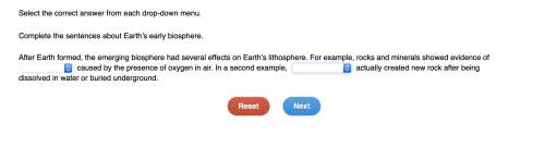 Select the correct answer from each drop-down menu. complete the sentences about earth’s early