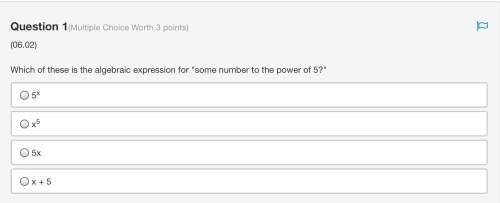 (06.02) which of these is the algebraic expression for "some number to the power of 5? " 5x x5 5x x