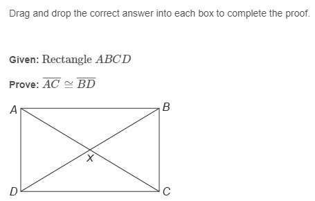 Drag and drop the correct answer into each box to complete the proof.