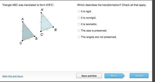 Triangle abc was translated to form a'b'c' which describes the transformation check all that apply