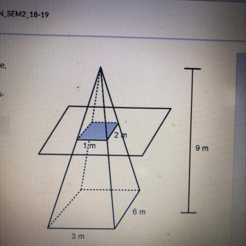 Aright rectangular pyramid is sliced parallel to the base as shown.  what is the area of