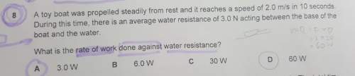 Rate of work done against water resistant? can someone explain why its 3.0w? .