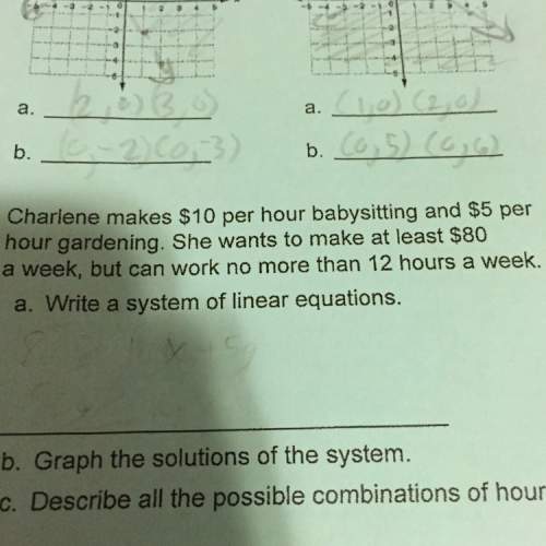 Charlene makes $10 per hour babysitting and$5 per hour gardening. she wants at least $80 a week, but