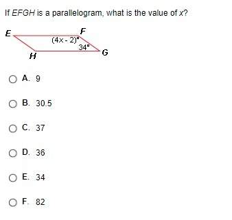 If efgh is a parallelogram what is the value of x