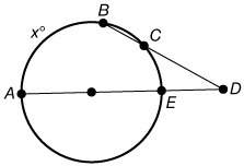 If arc ce= 40°, and m∠cde = 30°, what is arc ab ?  a) 70° b) 100° c) 140°