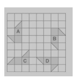Which statement about these figures on the grid is true? 1. figures b and c are c