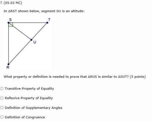 Me understand how to do this!  in δrst shown below, segment su is an altitude: