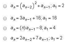 If a(sub n)=24, which recursive formula could represent the sequence below?  24, 88, 664