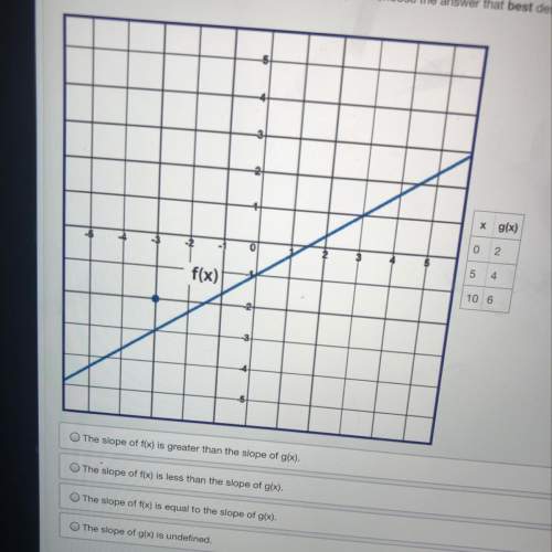 compare the slopes of the linear functions f(x) and g(x) and choose the answer that best desc