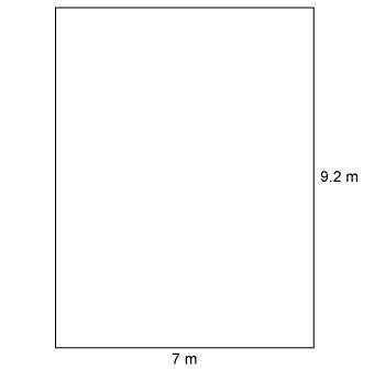 Which measurement is the closest approximation of the rectangle’s area?  16 m²