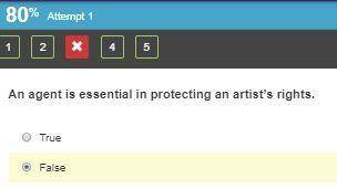 An agent is essential in protecting an artist’s rights.
True
False