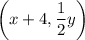 \displaystyle \left( x + 4, \frac{1}{2}y\right)