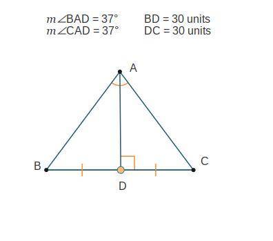 Adjust point D so the measure of angle BAD is equal to the measure of angle CAD. Which statements ar