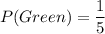 P(Green)=\dfrac{1}{5}