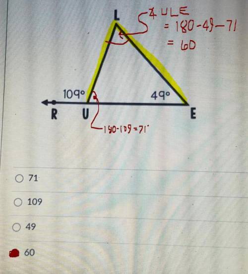 Find The M angle Ulr in the Triangle below mark brainiest