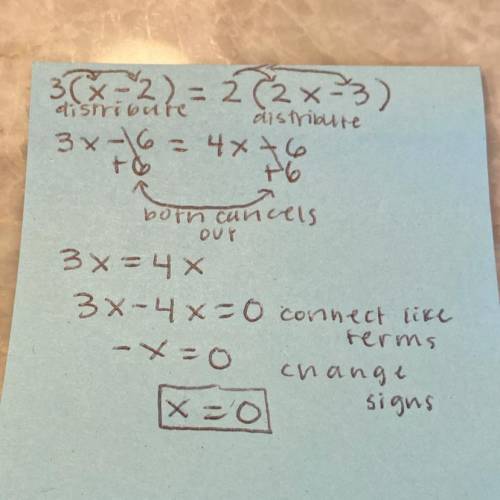 3(x-2)=2.(2x-3)
What is thi